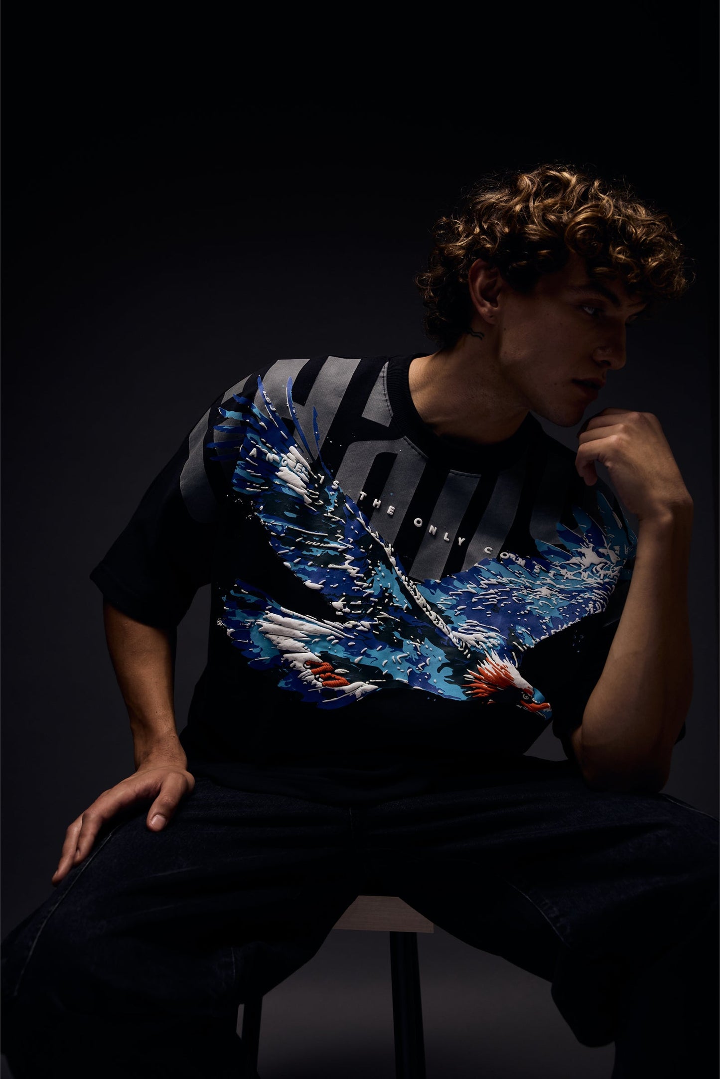 SKY WALKER BLACK OVERSIZED T-SHIRT