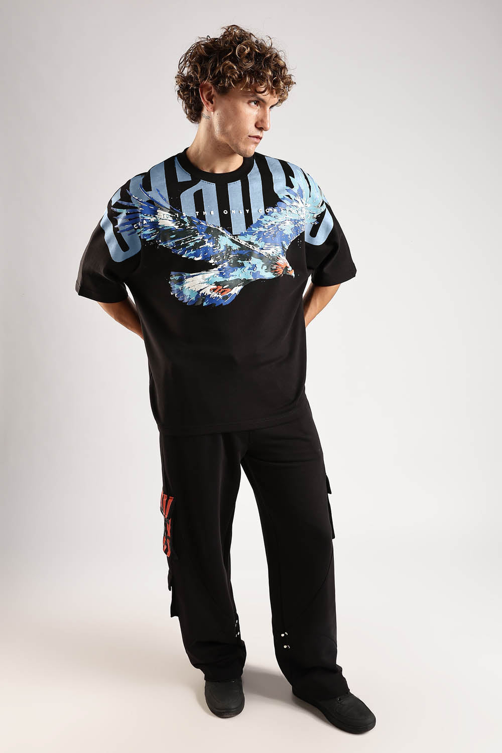 SKY WALKER BLACK OVERSIZED T-SHIRT
